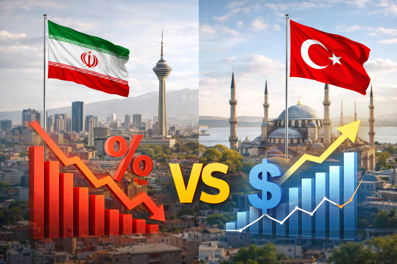 مقایسه ایران و ترکیه: اقتصاد، تورم، قدرت خرید، کار و تحصیل (راهنمای تصمیم‌گیری 2025)